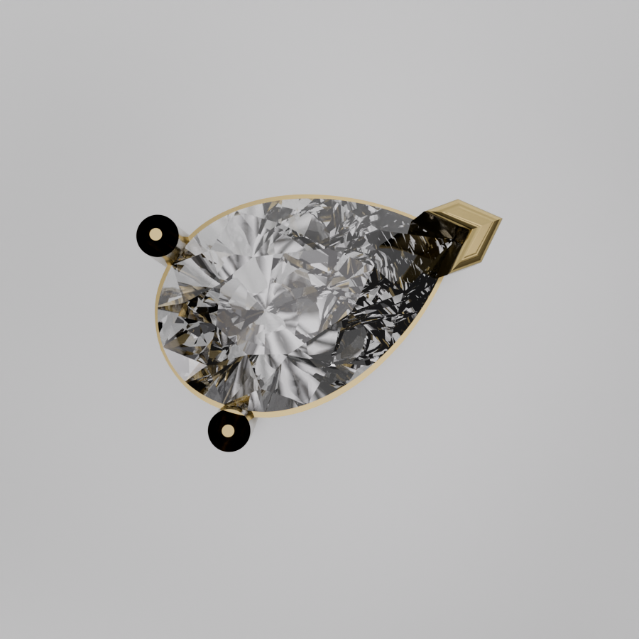 East-West Pear Diamond Solitaire Necklace Pendant - yellow gold - flat view