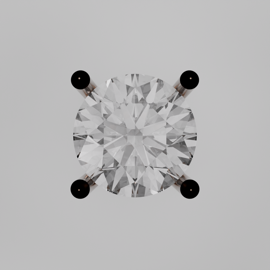 Round Diamond Solitaire Necklace Pendant - rose gold - flat view