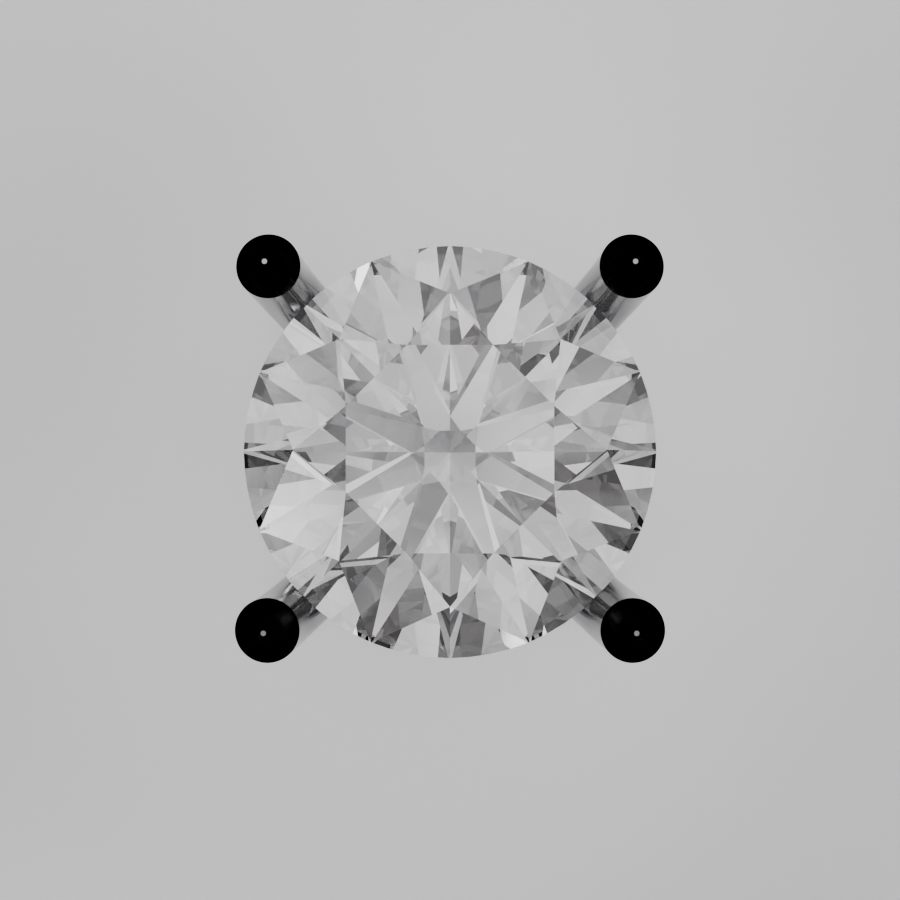 Round Diamond Solitaire Necklace Pendant - white gold - flat view