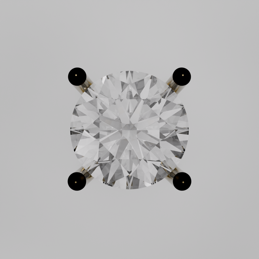 Round Diamond Solitaire Necklace Pendant - yellow gold - flat view