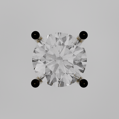 Round Diamond Solitaire Necklace Pendant - yellow gold - flat view