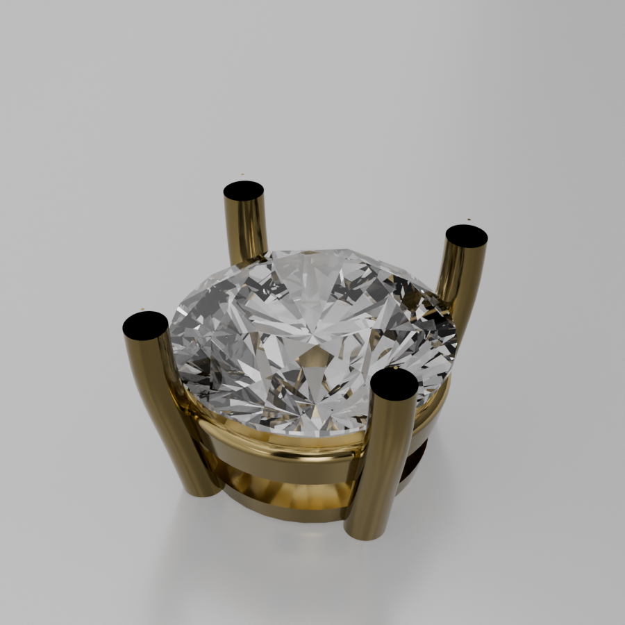 Round Diamond Solitaire Necklace Pendant - yellow gold - left view