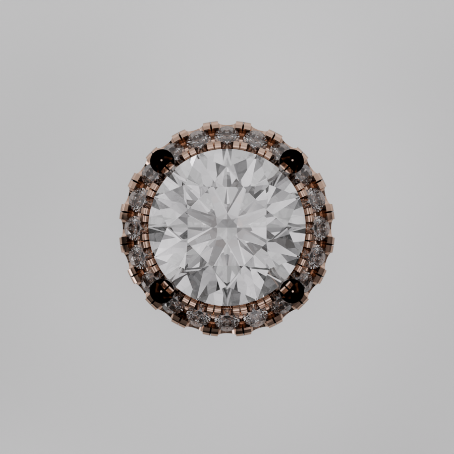 Round Diamond Halo Pendant - rose gold - flat view