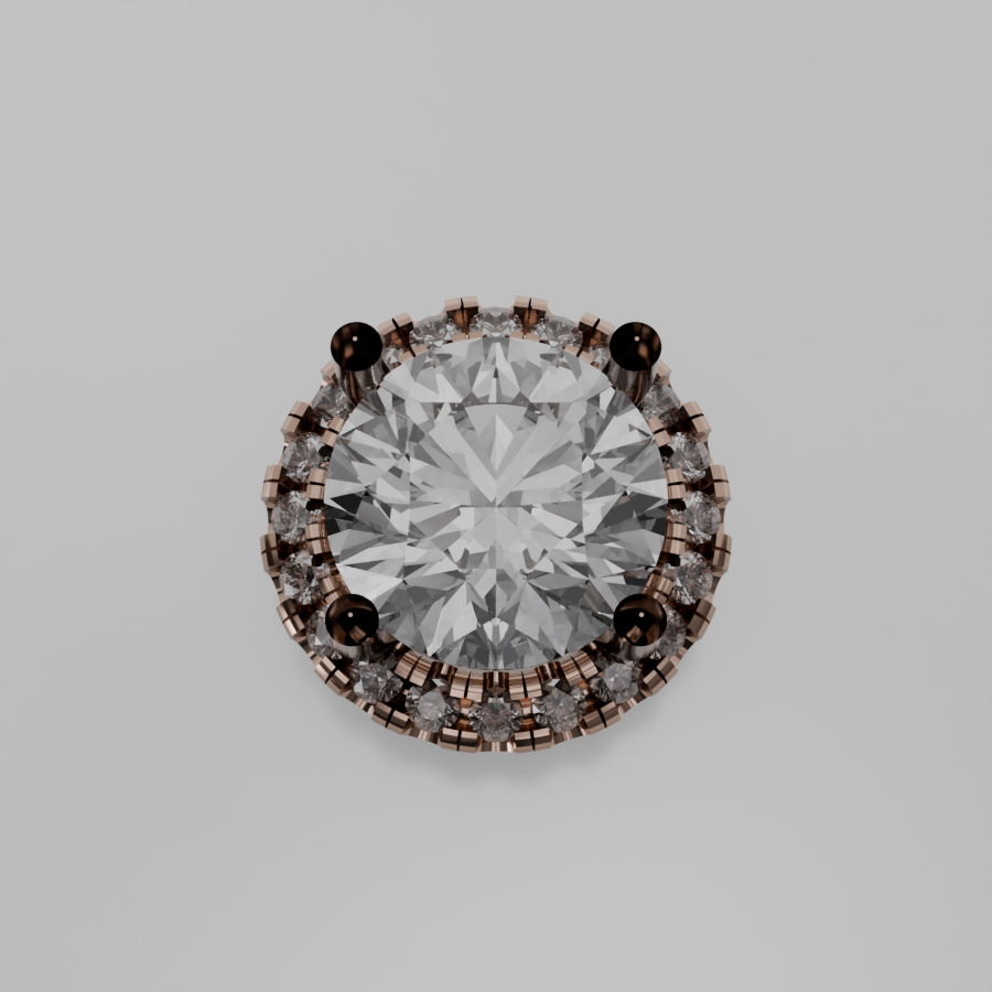 Round Diamond Halo Pendant - rose gold - hero view