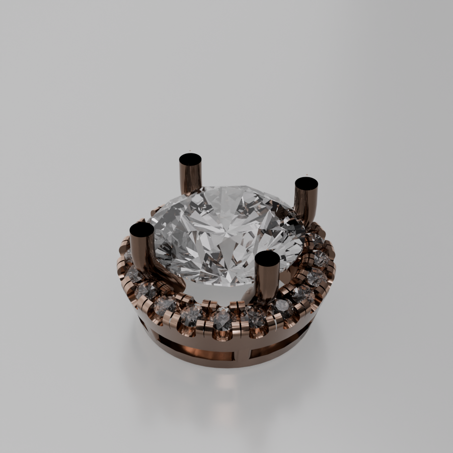 Round Diamond Halo Pendant - rose gold - left view