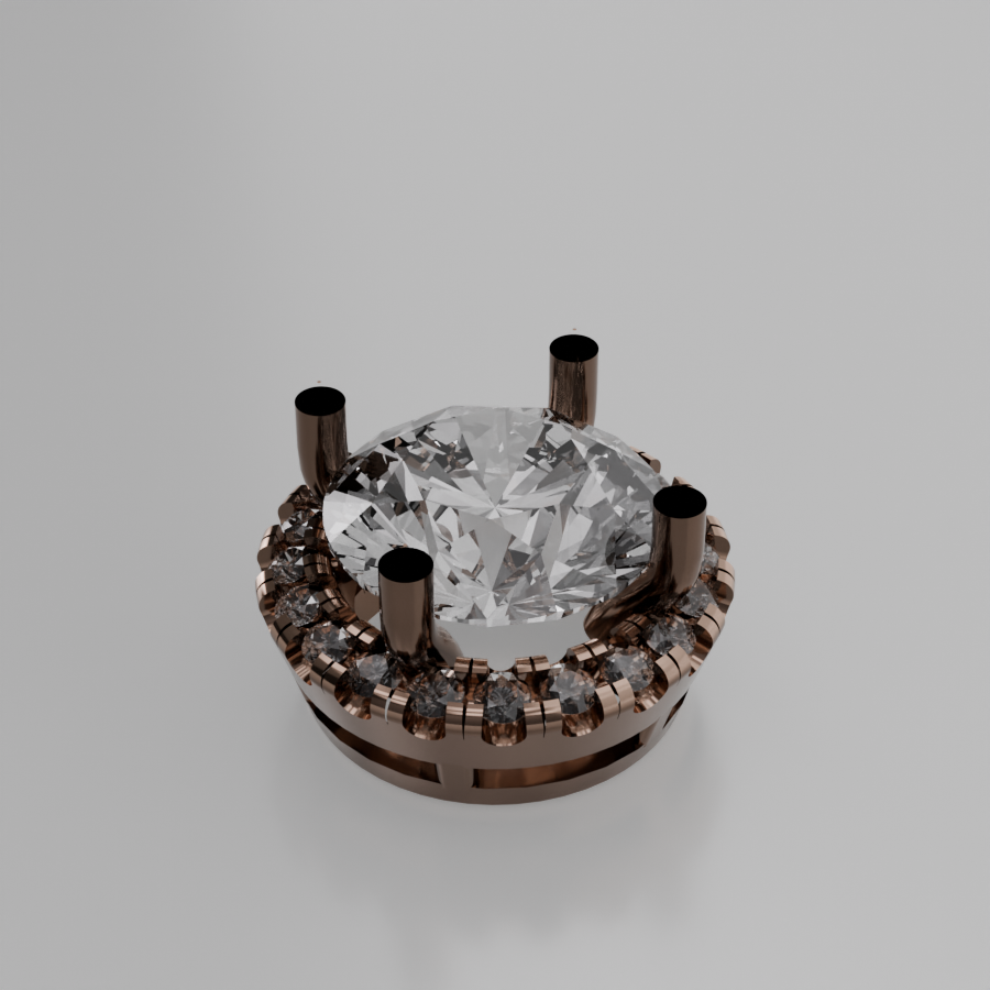 Round Diamond Halo Pendant - rose gold - right view