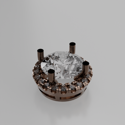 Round Diamond Halo Pendant - rose gold - right view