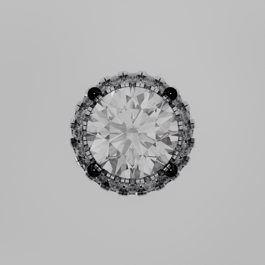 Round Diamond Halo Pendant - white gold - flat view