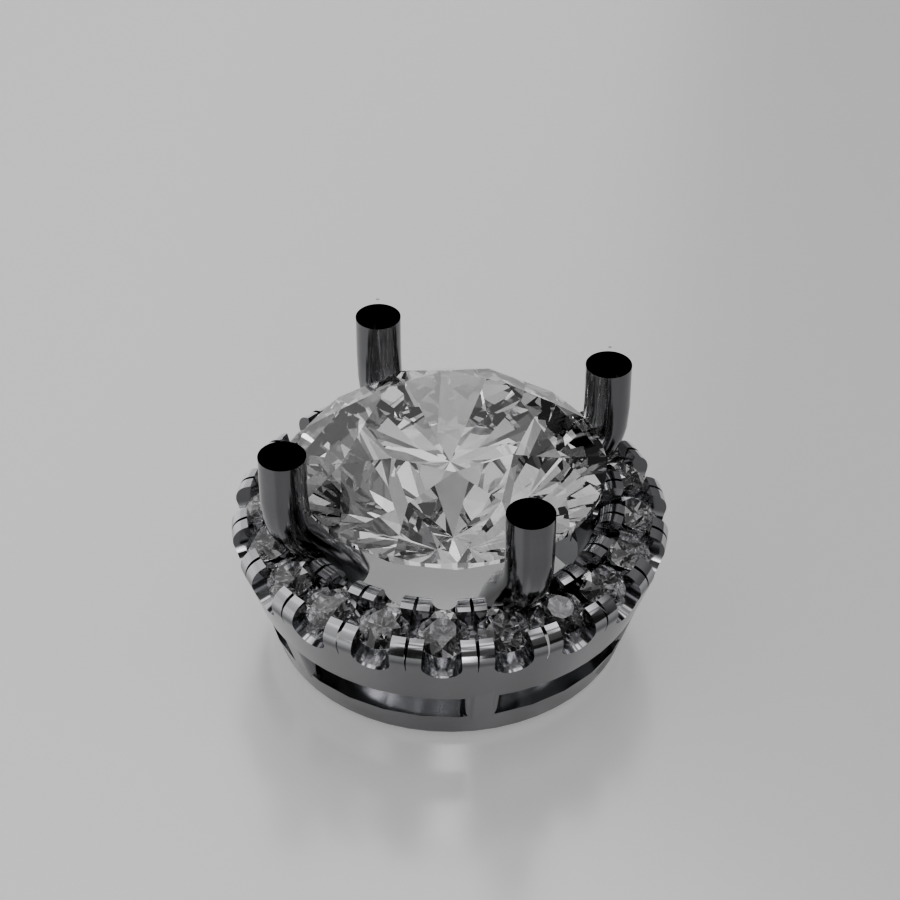 Round Diamond Halo Pendant - white gold - left view