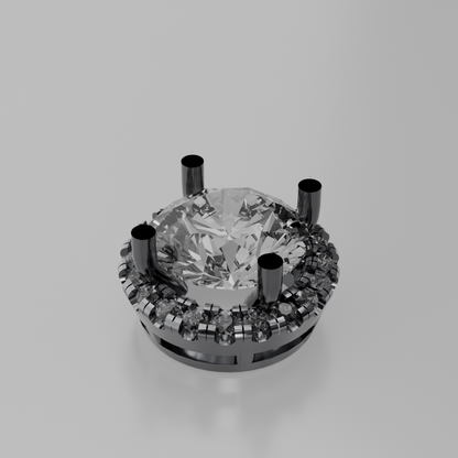 Round Diamond Halo Pendant - white gold - left view