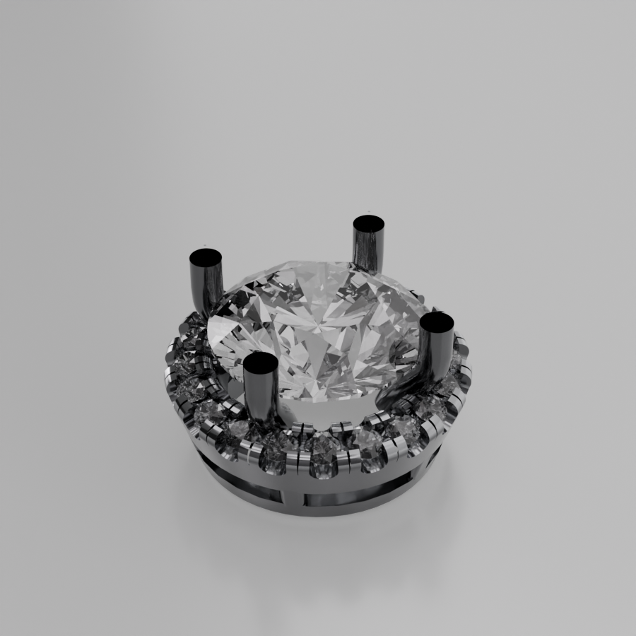 Round Diamond Halo Pendant - white gold - right view