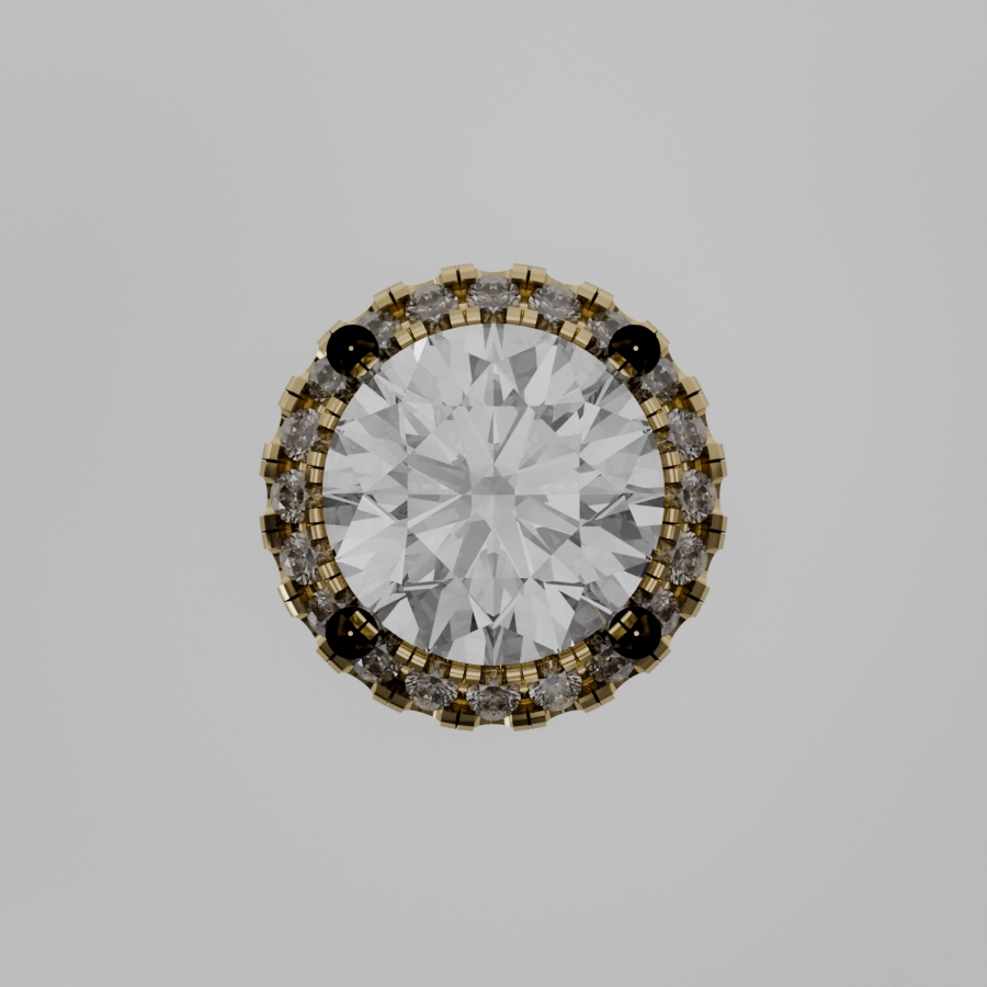 Round Diamond Halo Pendant - yellow gold - flat view