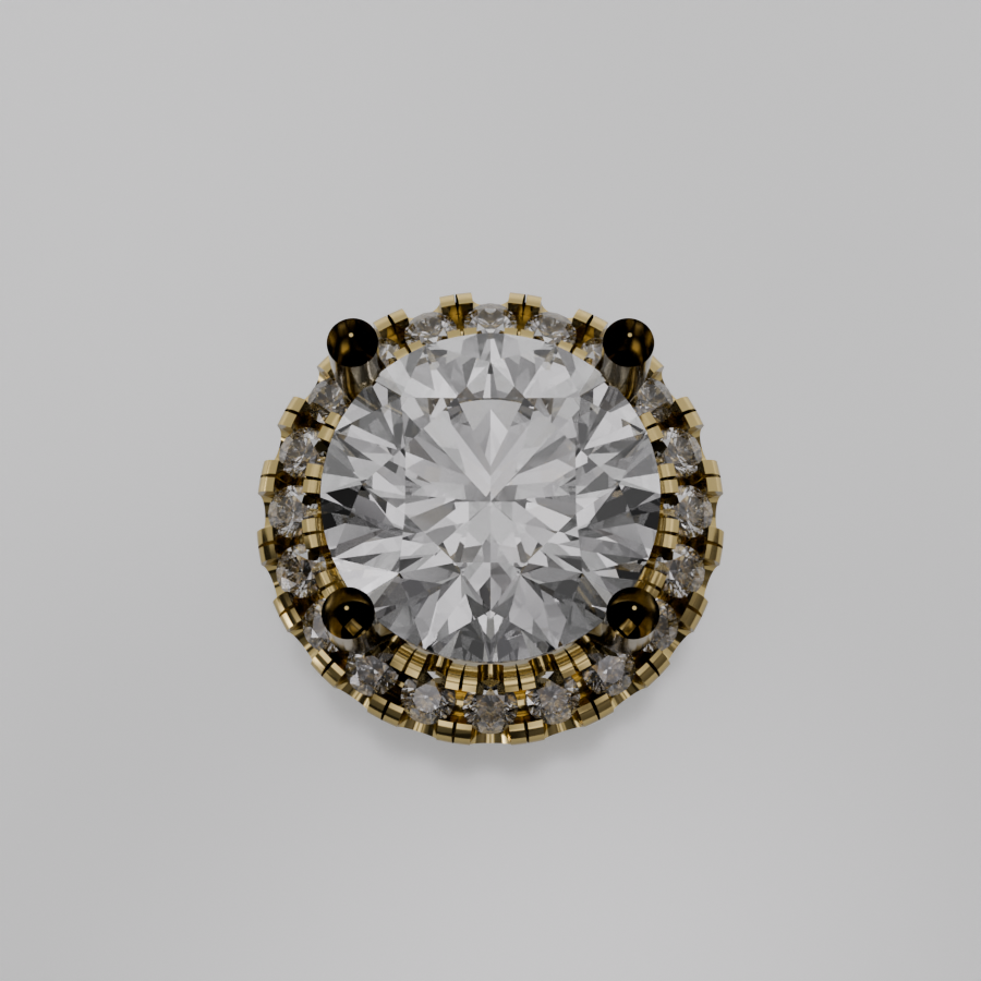 Round Diamond Halo Pendant - yellow gold - hero view