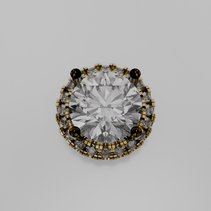 Round Diamond Halo Pendant - yellow gold - hero view