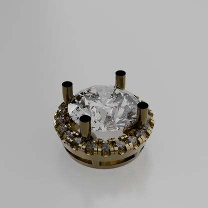 Round Diamond Halo Pendant - yellow gold - right view