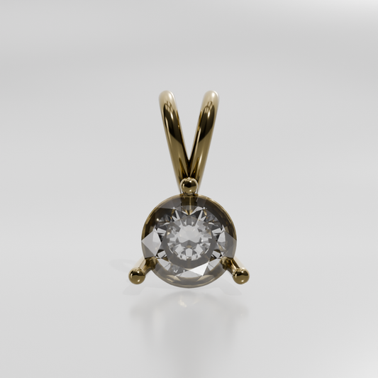 Round Diamond Three-Prong Martini Pendant - 1.18 ct - 14K Gold - Yellow - Front