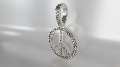 Harmony's Glow: Diamond Peace Sign Pendant