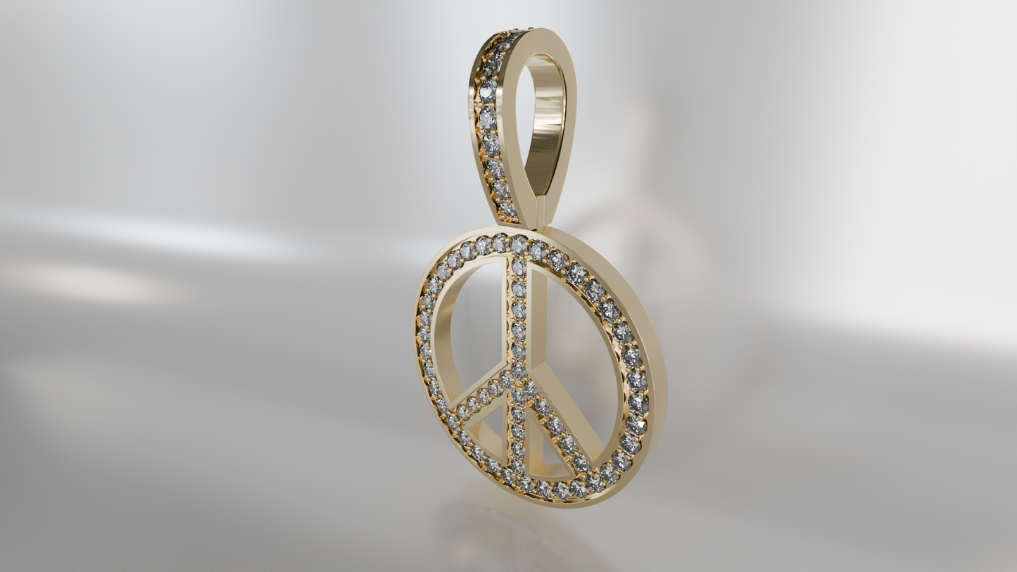 Harmony's Glow: Diamond Peace Sign Pendant
