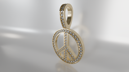 Harmony's Glow: Diamond Peace Sign Pendant