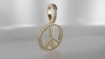 Harmony's Glow: Diamond Peace Sign Pendant