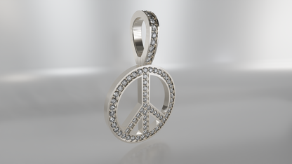 Harmony's Glow: Diamond Peace Sign Pendant