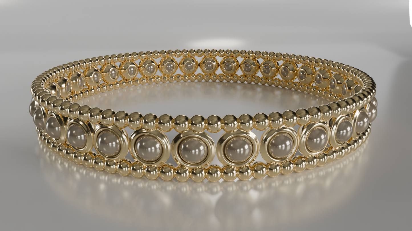 Gold Bezel and Bead Bracelet