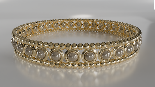 Gold Bezel and Bead Bracelet