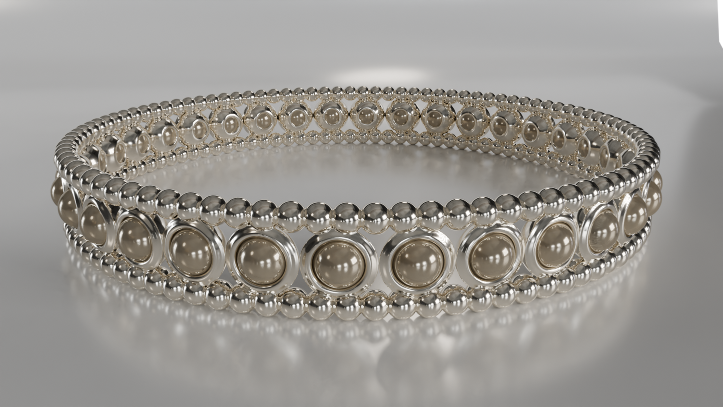 Gold Bezel and Bead Bracelet