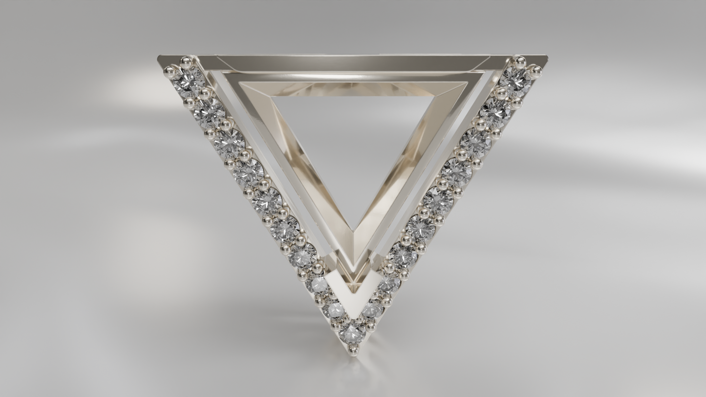 Geometric Triangle Pendant with Diamond Accents