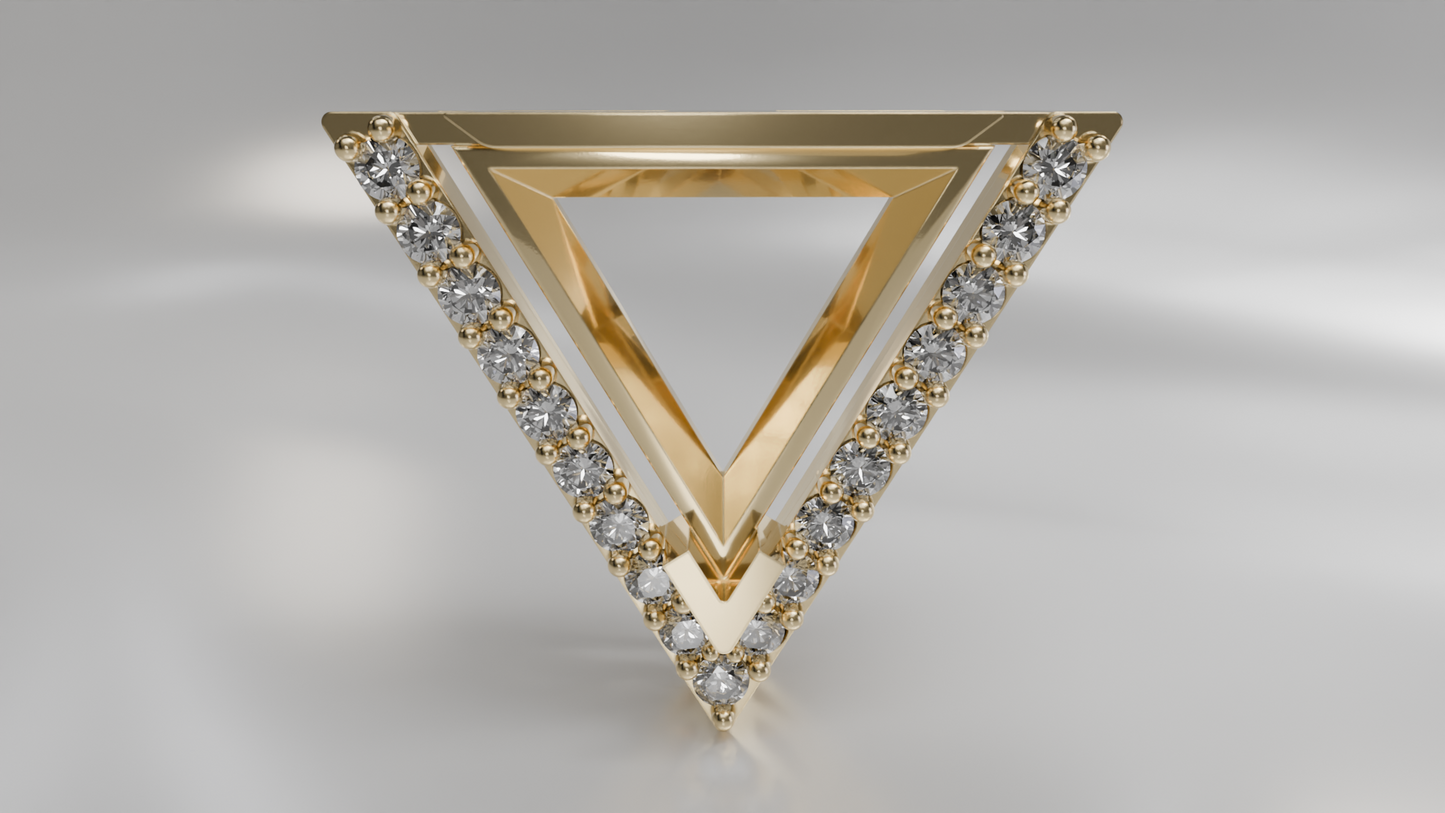 Geometric Triangle Pendant with Diamond Accents