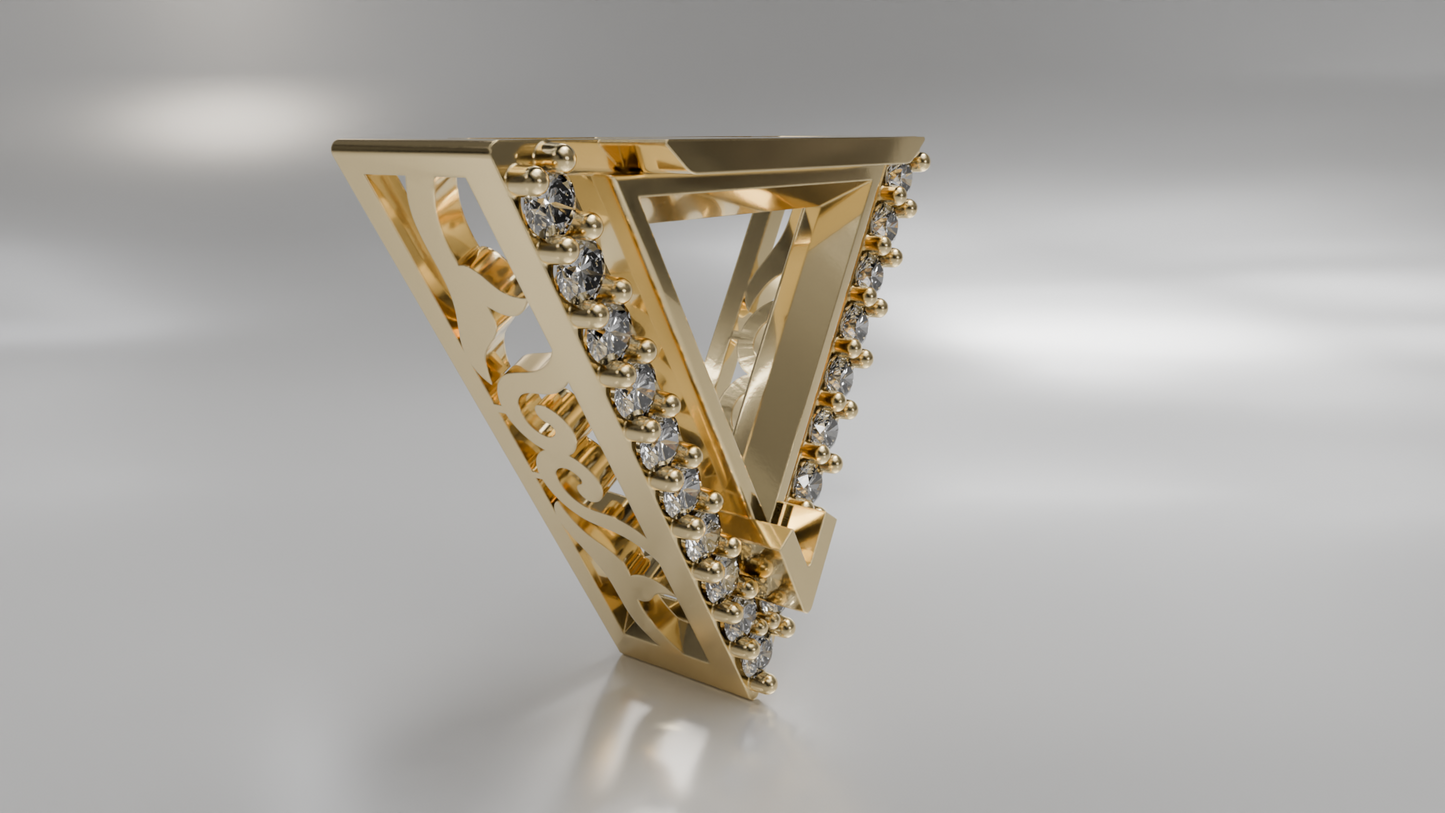 Geometric Triangle Pendant with Diamond Accents