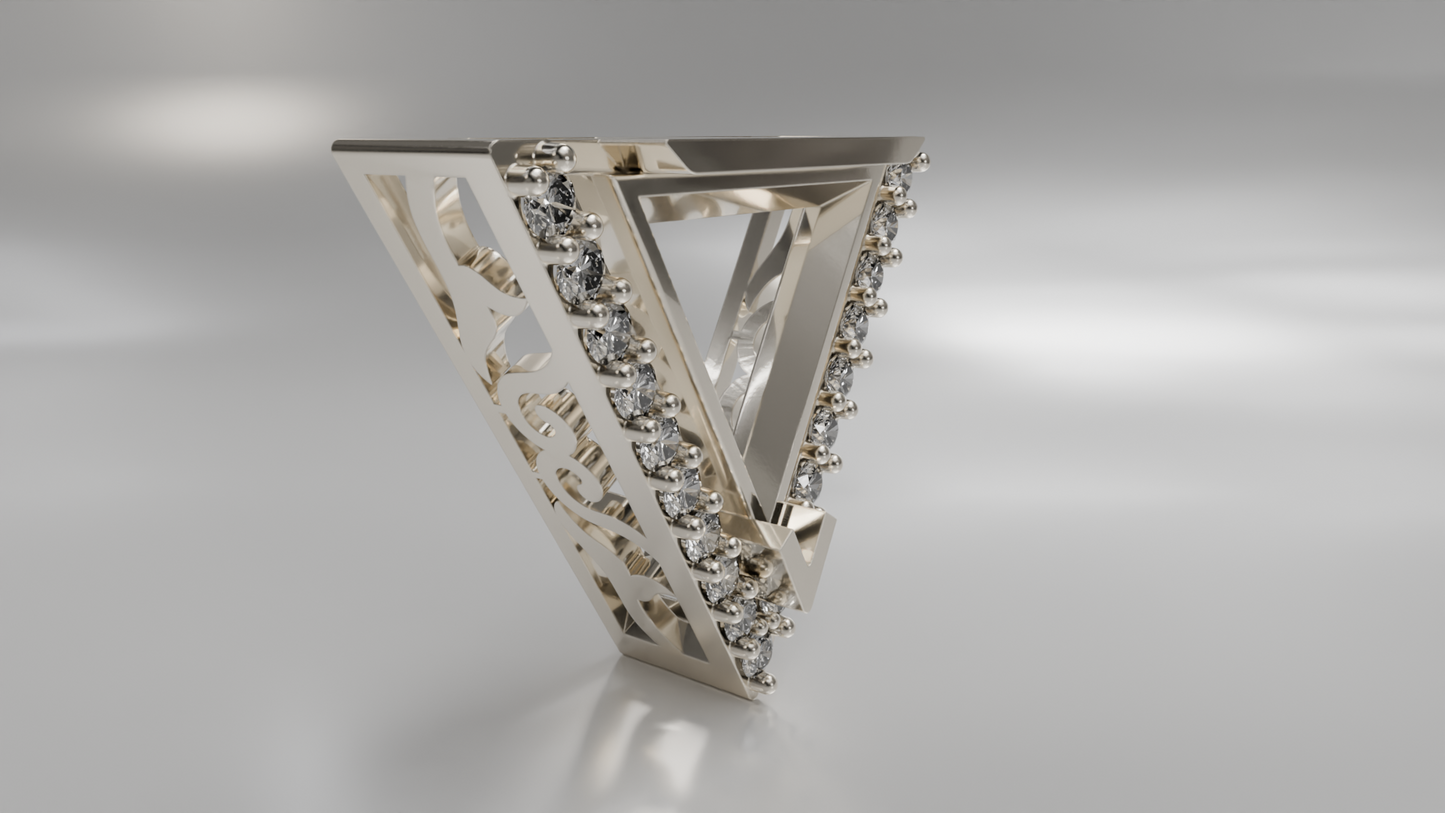 Geometric Triangle Pendant with Diamond Accents