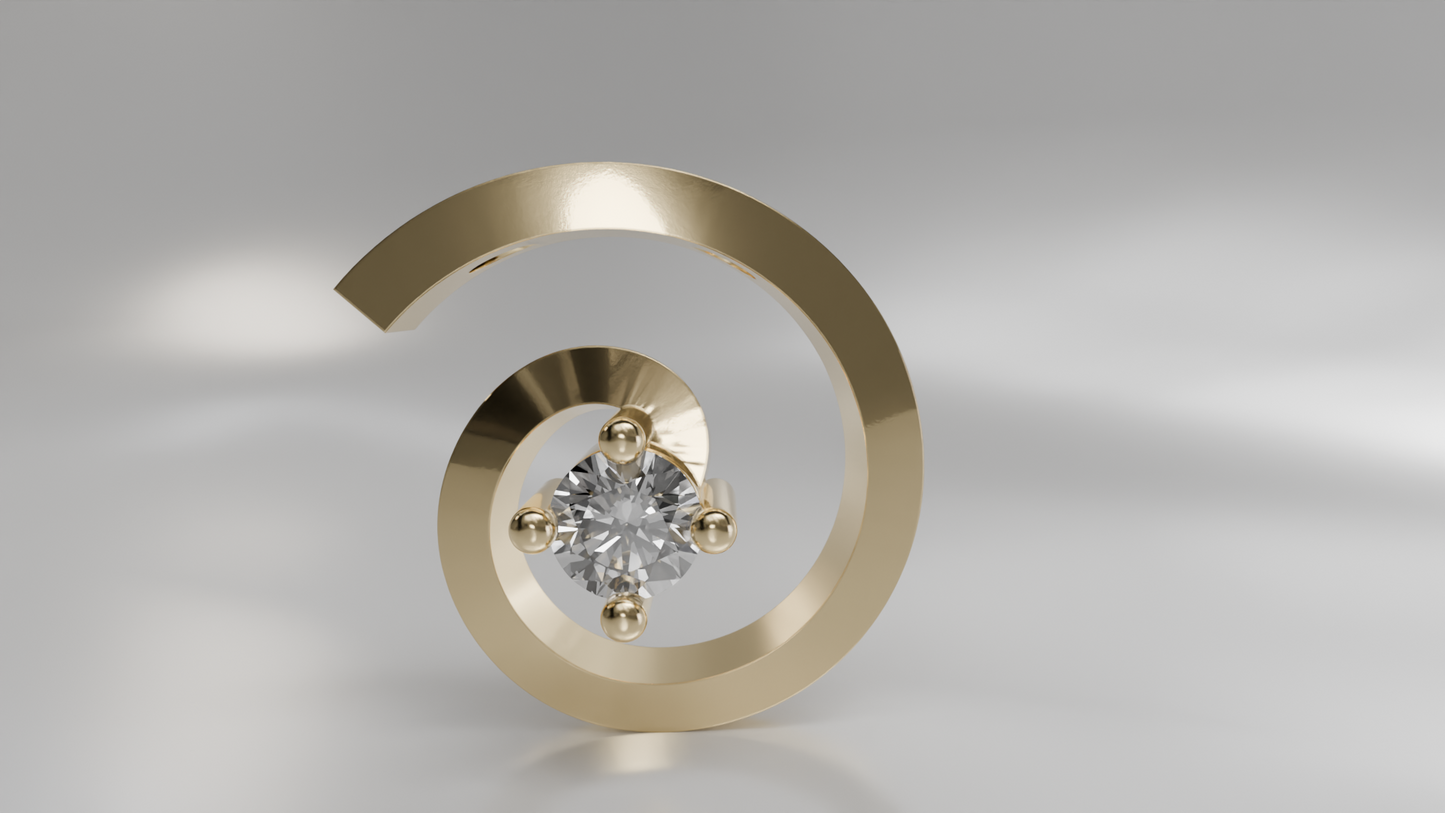 Modern Spiral Diamond Pendant in Gold