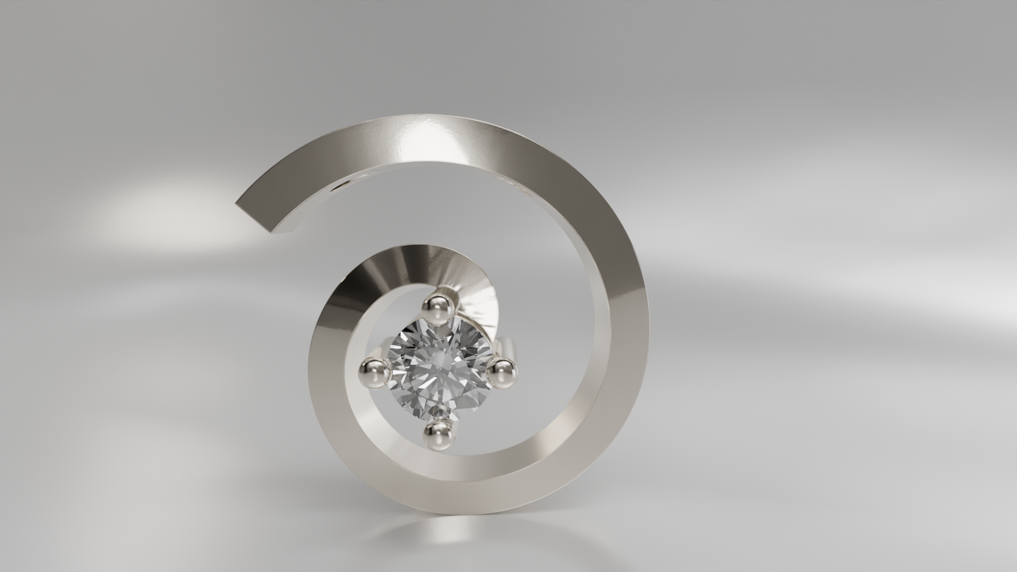 Modern Spiral Diamond Pendant in Gold