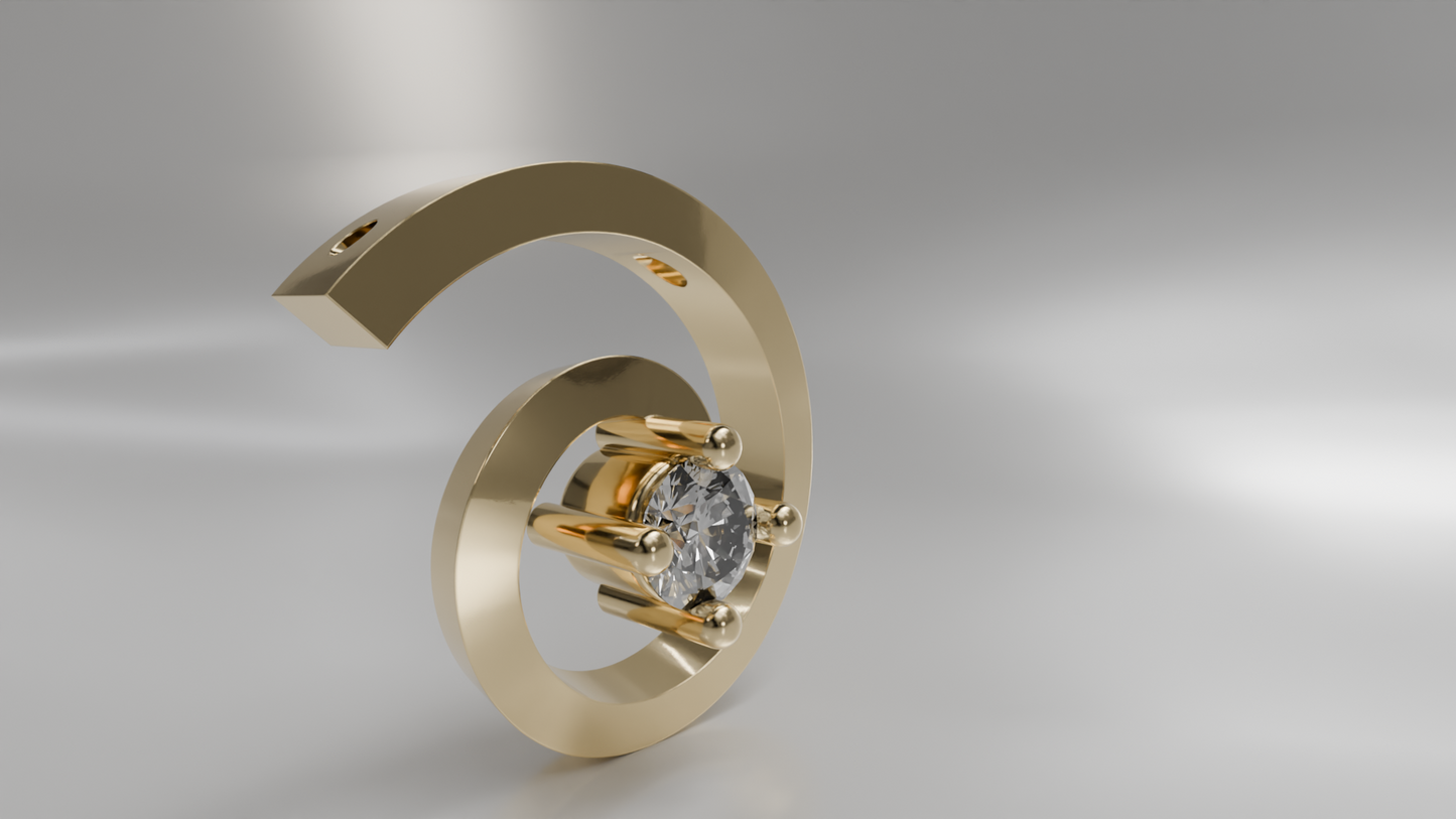 Modern Spiral Diamond Pendant in Gold