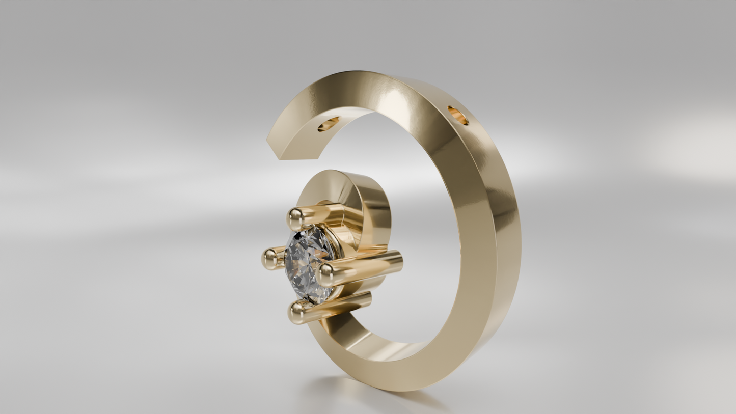 Modern Spiral Diamond Pendant in Gold