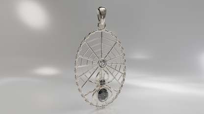 Spider Web Pendant with Gemstone Accents in Gold