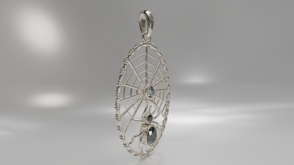 Spider Web Pendant with Gemstone Accents in Gold
