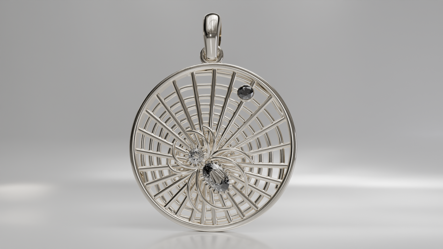Openwork Spider Web Pendant with Diamond Accents in Gold