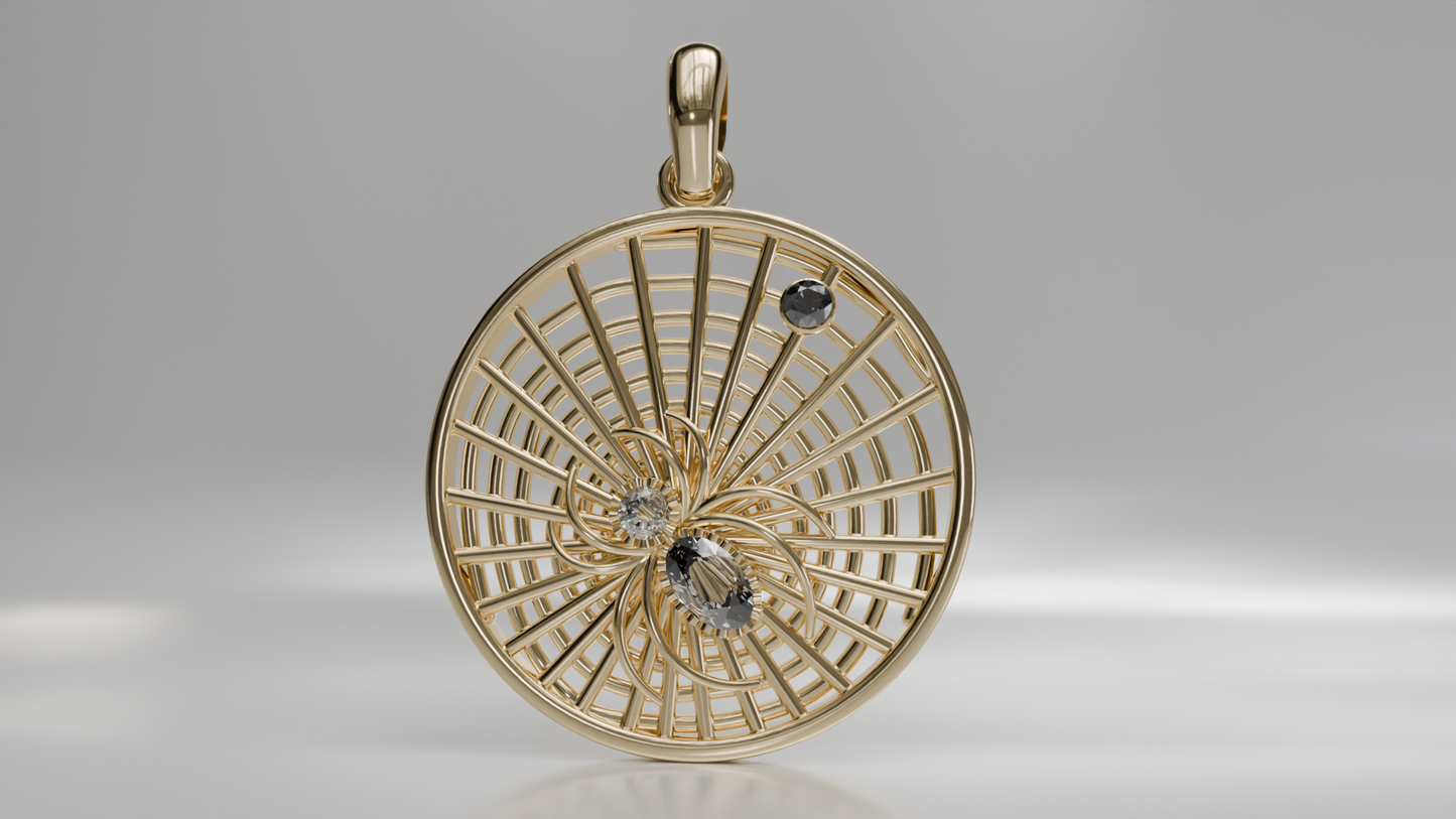 Openwork Spider Web Pendant with Diamond Accents in Gold