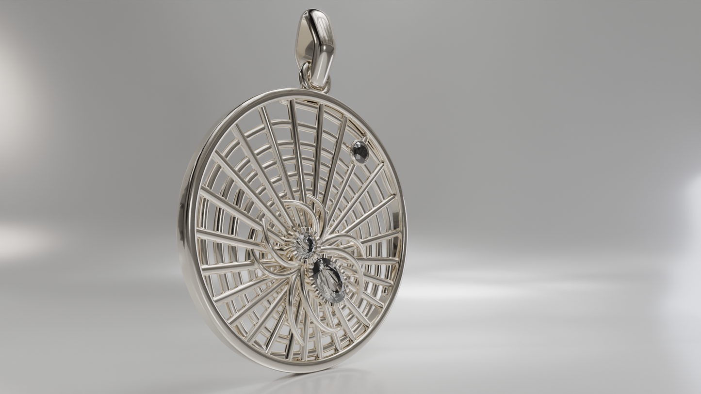 Openwork Spider Web Pendant with Diamond Accents in Gold