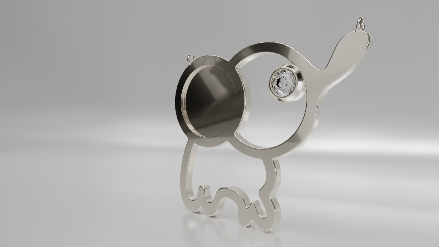 Elephant Silhouette Pendant with Diamond Eye in Gold