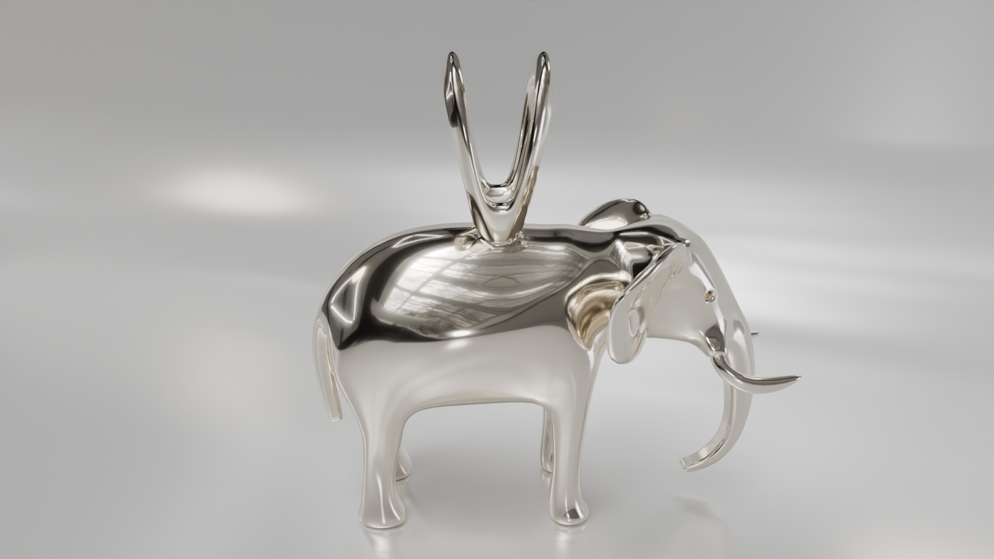Sculptural Elephant Pendant in Gold
