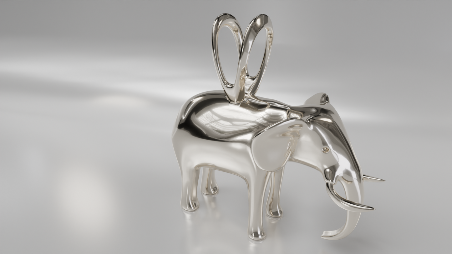 Sculptural Elephant Pendant in Gold