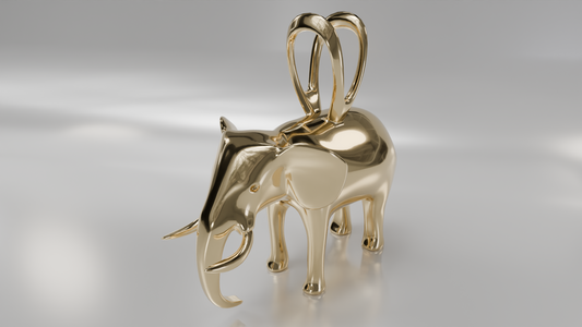 Sculptural Elephant Pendant in Gold