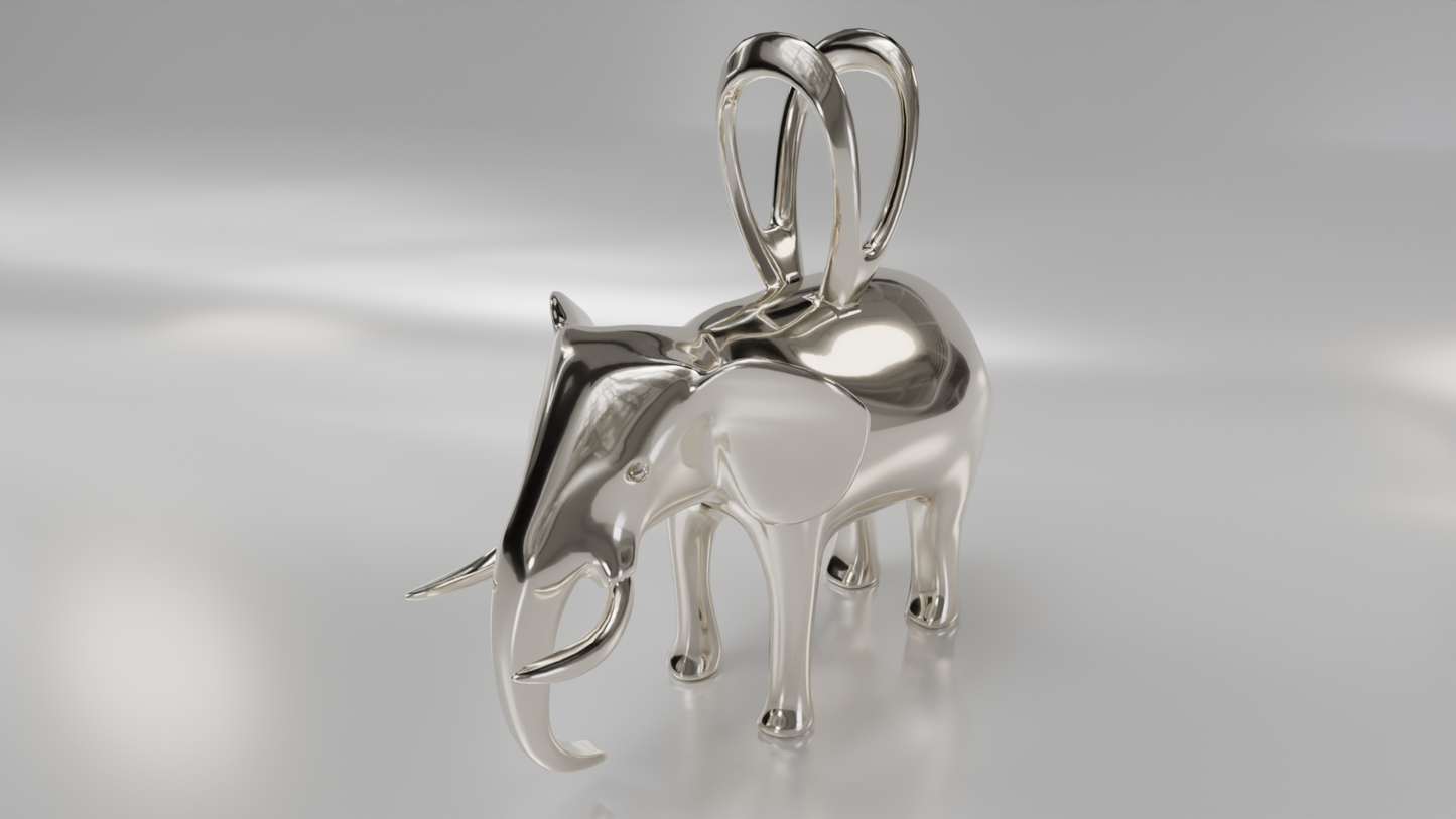Sculptural Elephant Pendant in Gold