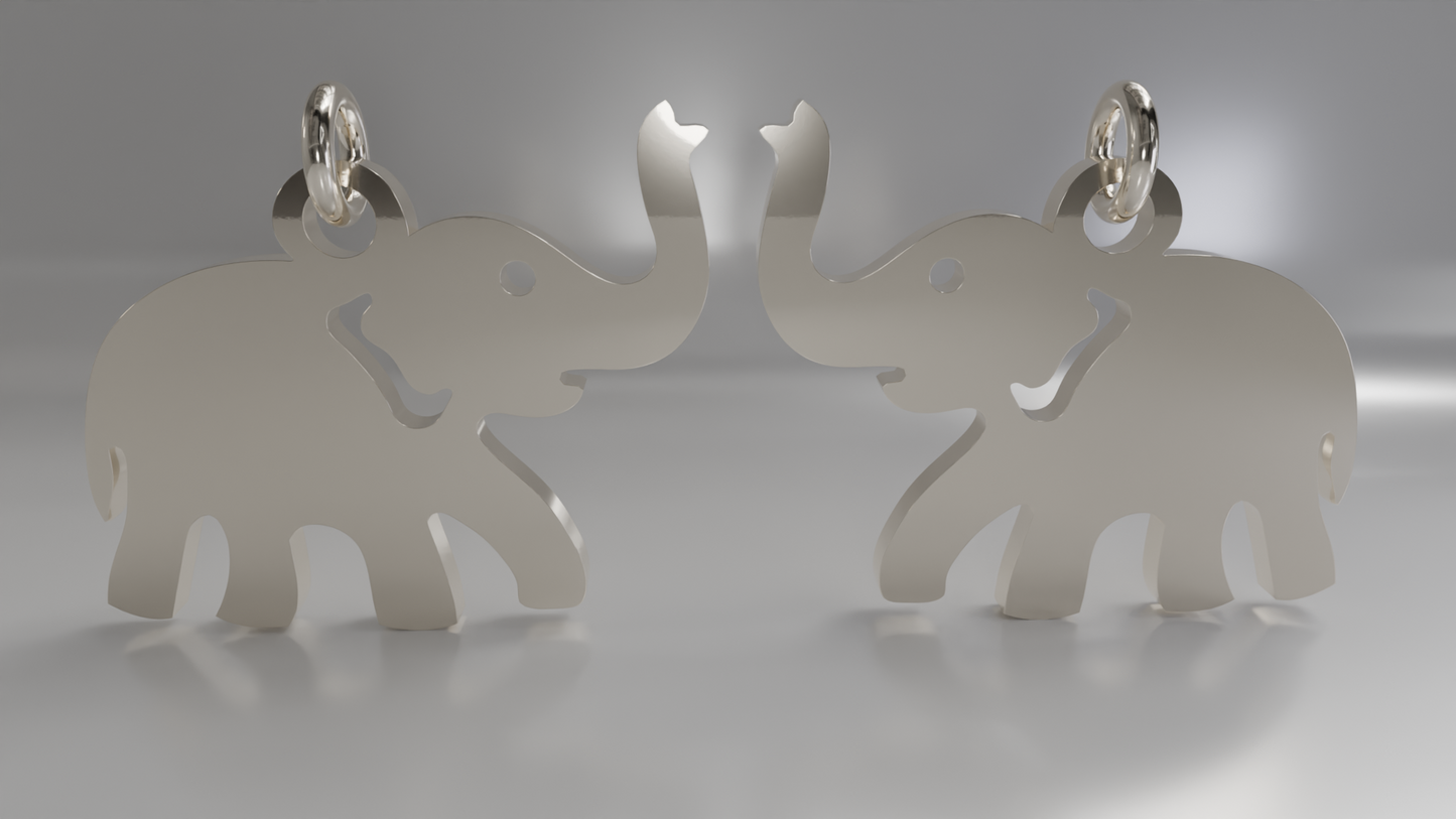 Matching Elephant Silhouette Pendants in Gold