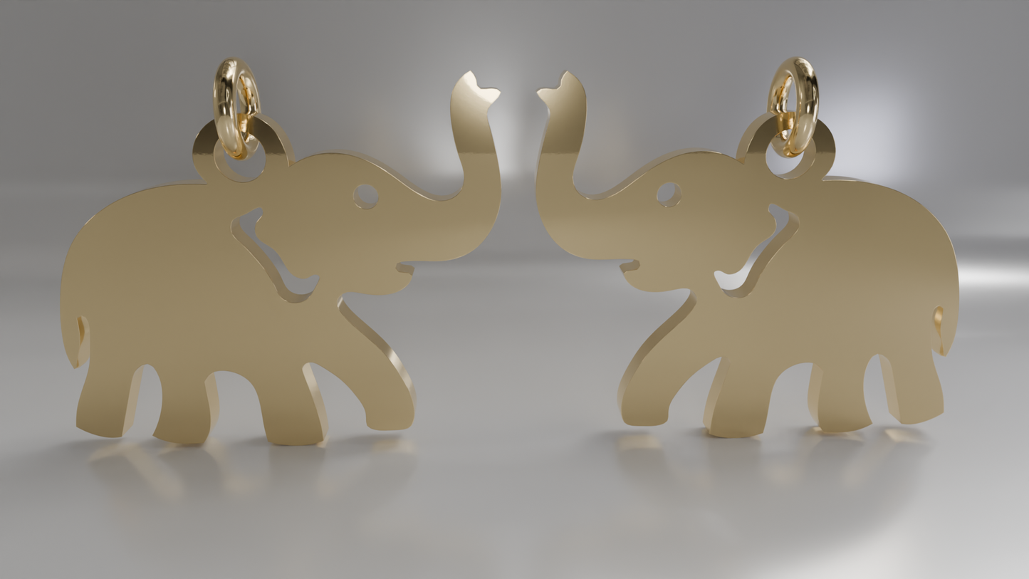 Matching Elephant Silhouette Pendants in Gold