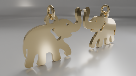 Matching Elephant Silhouette Pendants in Gold