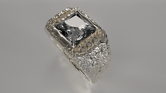 Rugged Radiance: Men's Textured Diamond Ring